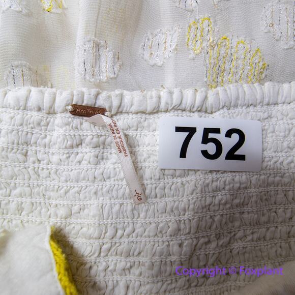 New! Free People Women's Crochet‎ Halter Yellow Bell Tunic Ivory Combo, size L - Picture 10 of 11